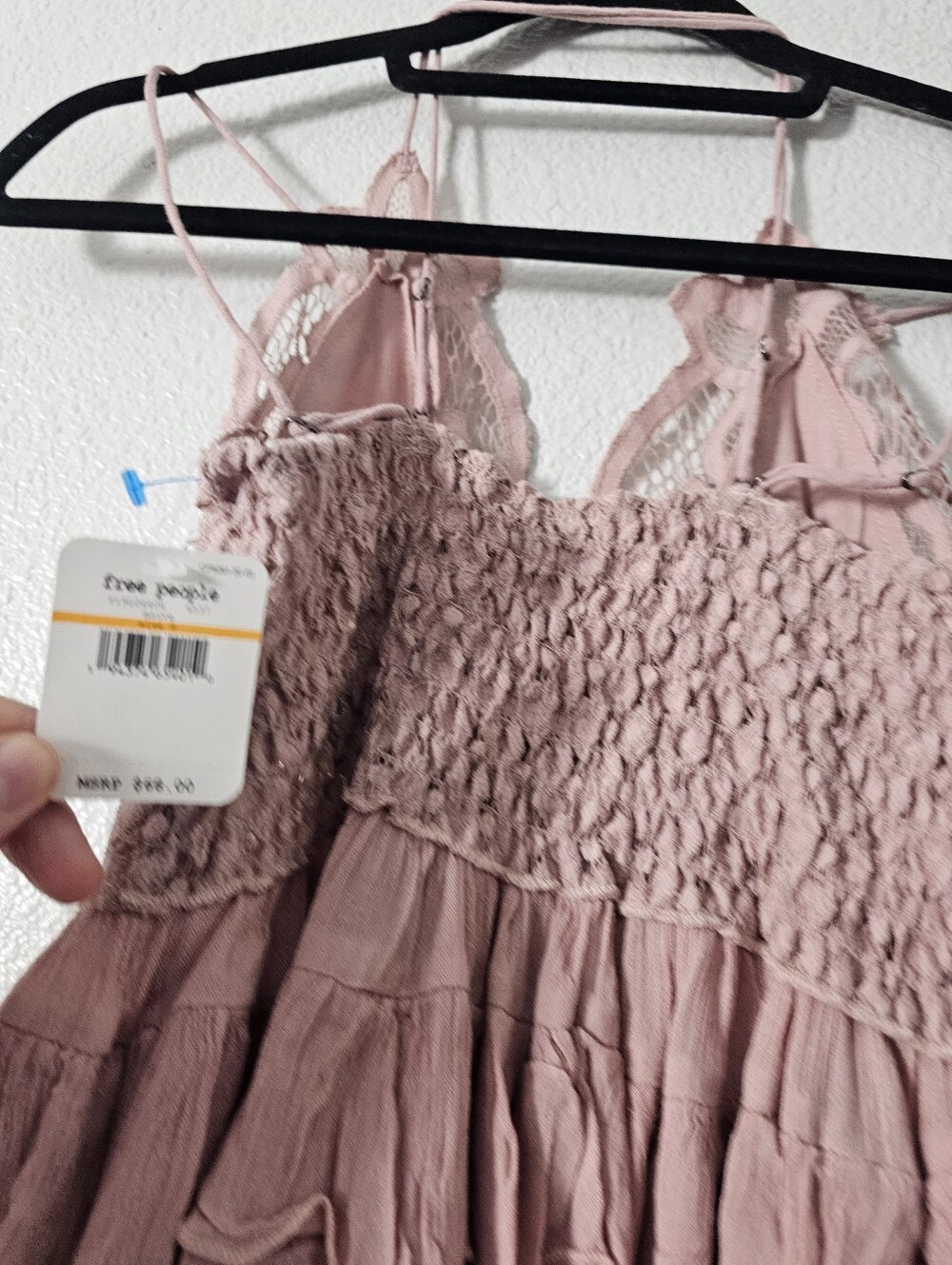 Nwt Free People Lace Crochet Pink Spaghetti-Strap Women's Top Adella Tank Sz S - Picture 5 of 6